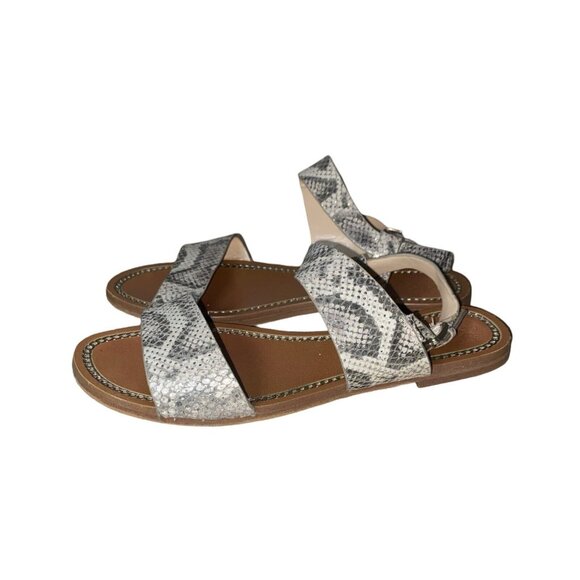 Vince Camuto Brown Leather Flat Snake Print Sandals Size 7 - Picture 3 of 10